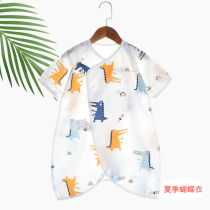 Baby cotton butterfly clothes summer thin pajamas men and women Baby short sleeve jumpsuit summer clothes ha clothes climbing clothes