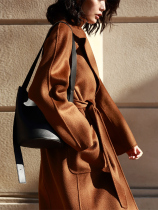 101801 coat same M home handmade double-sided Tweed water corrugated woolen coat women big name wool cashmere long