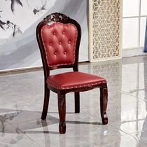 2019 Hotel Hotel Private Room Restaurant Hotel Matching Dining Table and Chair Simple Modern Leisure Carved Backrest Solid Wooden Chair
