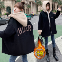 Fat Sister Winter Clothing Coat Big Code Womens Clothing Loose 2021 New Mid-Length Plus Suede Thickened Autumn Winter Cotton Suit