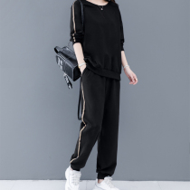 Large size womens clothing two-piece spring and autumn fat mm Sports and Leisure belly cover 2021 new autumn coat