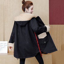 Big Code Fat Mm Autumn Winter Clothing Jacket Mid length 2021 New relaxation Tide Plus Suede Thickened Cotton Suit Woman 200 catty