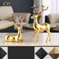 Brass Zhaocai Plum Flower Deer New Year Fish Zen Ornaments Home Accessories Living Room TV Cabinet Handmade Copper