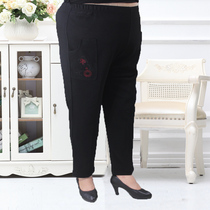 250kg 9XL grandma pants fat mother trousers spring and autumn elderly ladies embroidered elastic waist casual pants