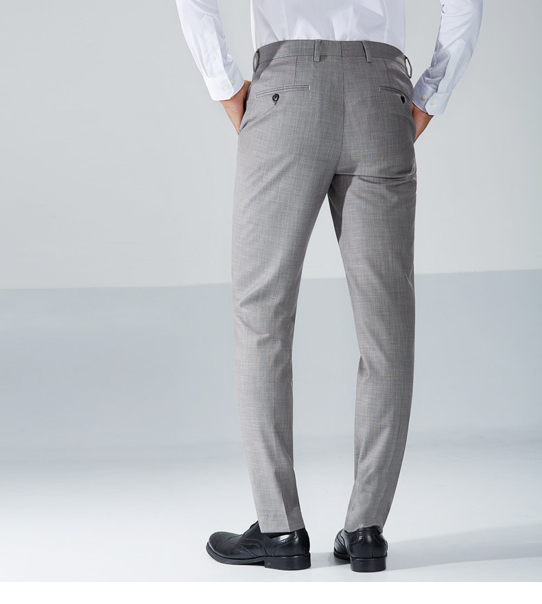 anos/亚诺司灰色西裤 犀牛褶 防滑条工艺 商务免烫裤子西装长裤男