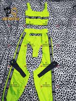 Gemini costume bar ds lead dance gogo costume fluorescent green split pants suit female song dj performance suit