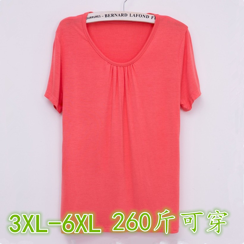 Summer women's clothing large size plus fertilizer to increase all-match bottoming shirt round neck fat mm200 catties thin top short-sleeved t-shirt