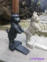 Outdoor garden cast iron art grocery door stop Scottish dog Little rabbit doing old American countryside decoration small moving wedge