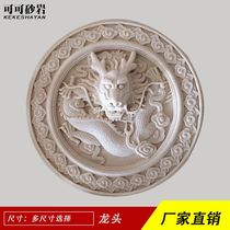 Sandstone sculpture entrance background wall decoration Sandstone relief mural Three-dimensional sand sculpture faucet wall-mounted sandstone fountain
