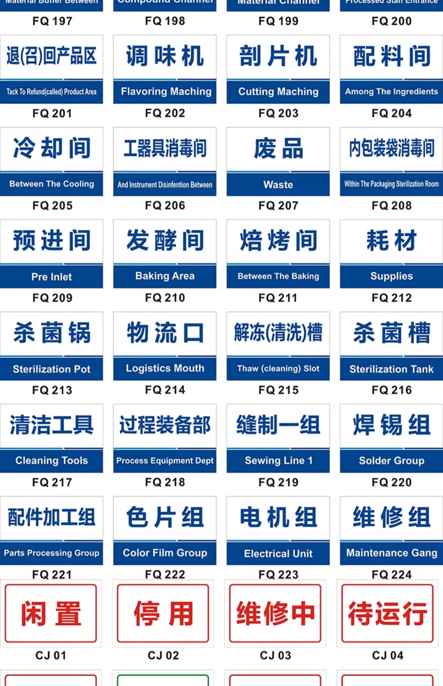 工厂车间区域划分标识牌仓库分区验厂亚克力门牌办公科室牌生产标示