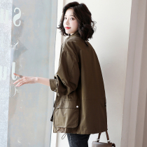 Tooling jacket womens spring and autumn clothing 2022 new loose leisure medium long style wind clothes stand for big code jacket ins tide