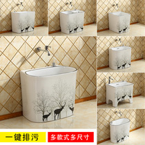 Ceramic wash mop floor-standing balcony toilet mop pool household large one-button table control double drive Pier pool