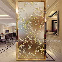 Hot selling art glass living room partition screen entrance to the entrance pass frosted double-sided shoe cabinet European style simple flower