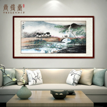 Shangdetang hand-painted Chinese painting landscape painting mountain residence Spring sunny picture modern Chinese living room rural cattle herding landscape decoration painting