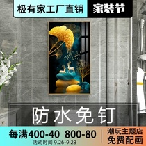 Toilet decorative painting living room light luxury porch mural bathroom bathroom bathroom waterproof hanging painting no nail-free punching painting