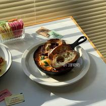 Korean ins net red restaurant Steak plate Western plate tray Snack plate Mini cast iron pan Cafe