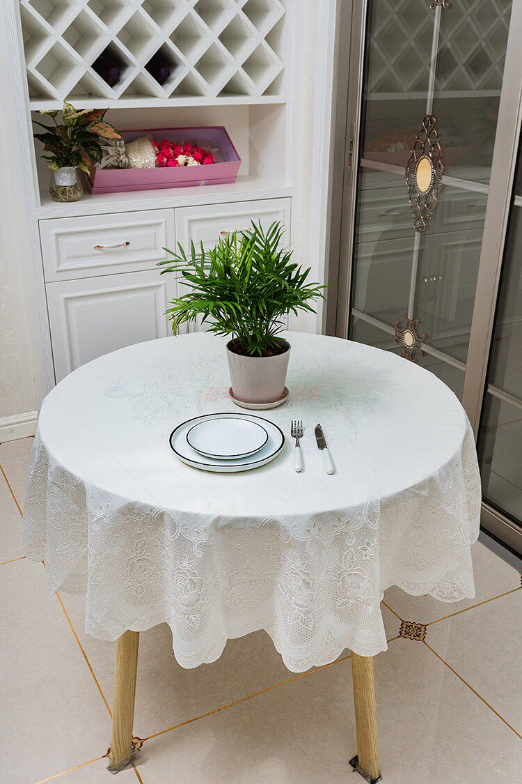 餐桌布圆桌圆形欧式烫金防水防烫免洗pvc桌垫塑料家用茶几台布罩