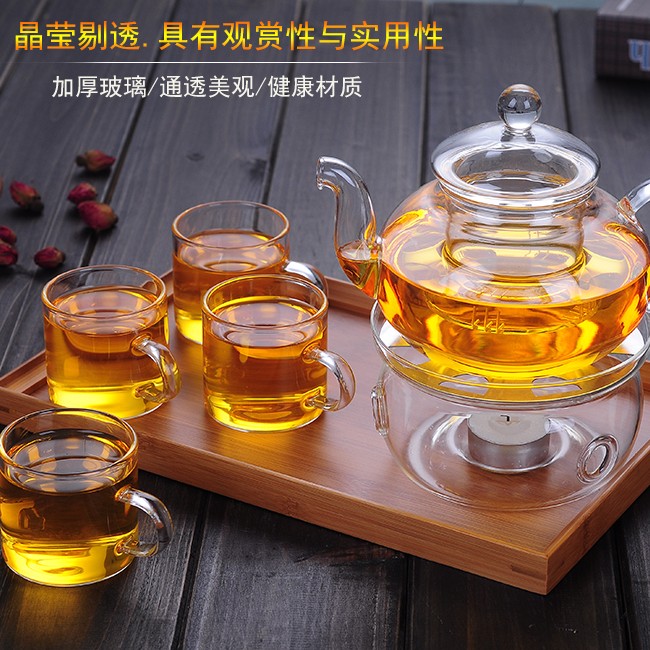 Heat resistant glass teapot warm flower cup base fruit flowers and the plants tea sets tea is pure and fresh and transparent filter