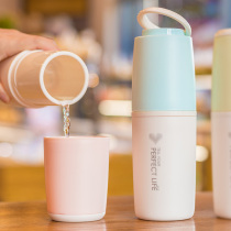 Double glass water Cup portable female student Korean fresh anti-hot heat insulation cute Net red creative personality trend