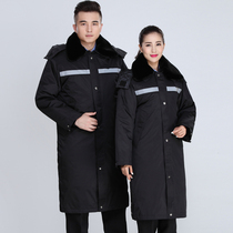 Security coat thickened security property uniform Winter cotton clothing Winter cold-proof clothing Multi-function reflective strip overalls