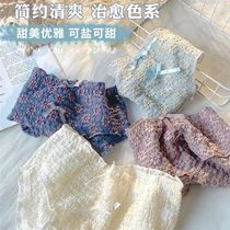 Day Style Bubble Girl Pants Bow Tie Sexy Lace Lace Lace Without Mark Pure Cotton Stall Bacteriostatic Mid-Waist Triangle Pants Woman