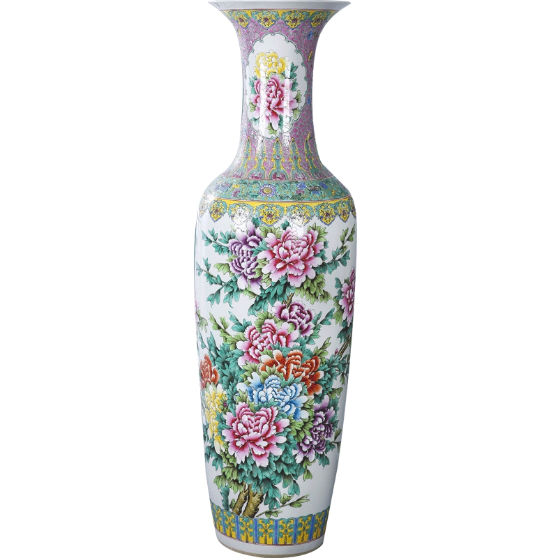 Jingdezhen ceramics landing large vases, hand - made archaize peony flowers prosperous living room decoration as furnishing articles