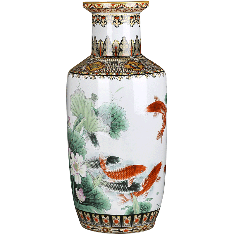 Jingdezhen ceramics vase lotus landing fish well - off admiralty bottles of Chinese style living room decoration decoration flower arrangement