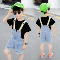 Childrens back with pants boy Jeans Shorts Summer Thin soft denim CUHK Scout wearing seven pants 2021 new