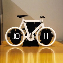 Page turning clock Automatic page turning table Retro living room decoration Bicycle page turning mechanical clock alarm clock personalized table clock