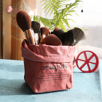 Flower makeup brush storage bucket Pen holder storage bag Kraft paper tear can not break washable waterproof cosmetics bucket