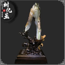 Burmese tree jade ice with green wood fossil silicified wood raw stone living room desktop decoration collection ornaments 684