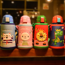 Gefil childrens thermos cup with straw dual-purpose pupils kettle kindergarten for men and women baby cups sippy cup