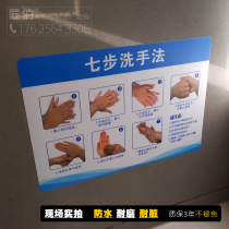 Wash Hands 7 Steps Fattier Paper Hospital School Kindergarten Standard 6 Steps Map Tips Waterproof no Fade Sticker Mall Cafeteria public bathroom Seven steps Handwashing notes explaining the picture