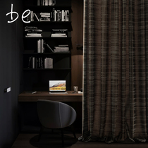 Silk easy brown curtain post modern simple jacquard blackout curtain custom living room bedroom curtain Leo