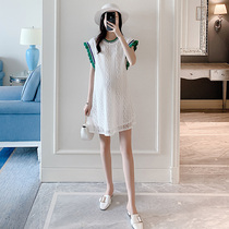 Pregnant women sleeveless lace dress female Summer 2020 new light mature style fashion skirt fairy Super fairy top top