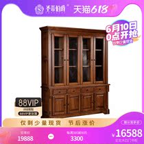 American all-wood bookcase Three-door bookcase furniture locker exhibition cabinet Four-door bookcase with glass door
