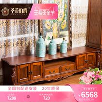 Count Luxurious American Solid Wood TV Cabinet Upscale American Guest Hall Furniture TV Cabinet Ground Cabinet 2 m