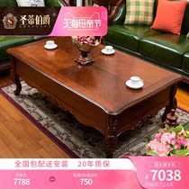 Luxurious American solid wood tea table European style long several with drawer coffee table tea water table storage furniture suit combination