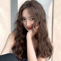 Wig female long hair natural full head cover net red medium bangs Wool roll French medium long wavy long curls