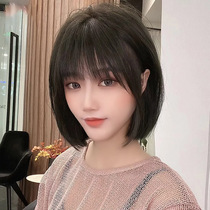 Wig female summer short hair styling natural girl full head cover type real hair net red fashion bobble head round face