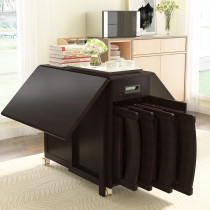Foldable dining table Small apartment mobile folding table with wheels Nordic retractable invisible home dining table and chair