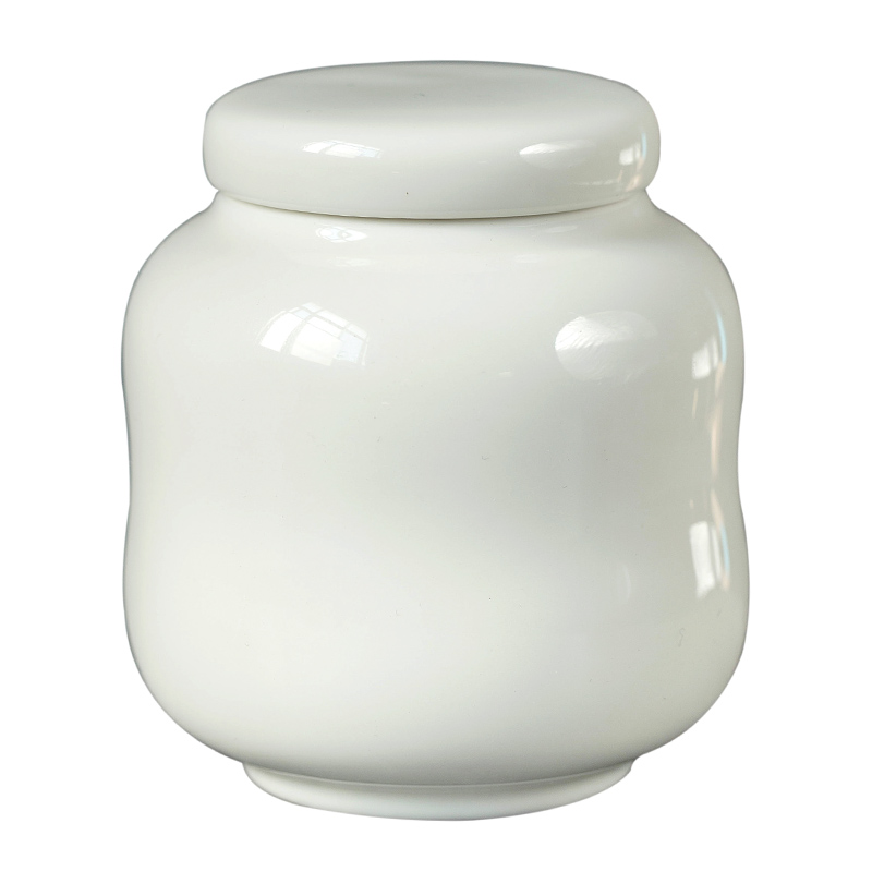 Feng dehua white porcelain pure color caddy fixings trumpet on ceramic jar white porcelain tea pot store POTS and POTS