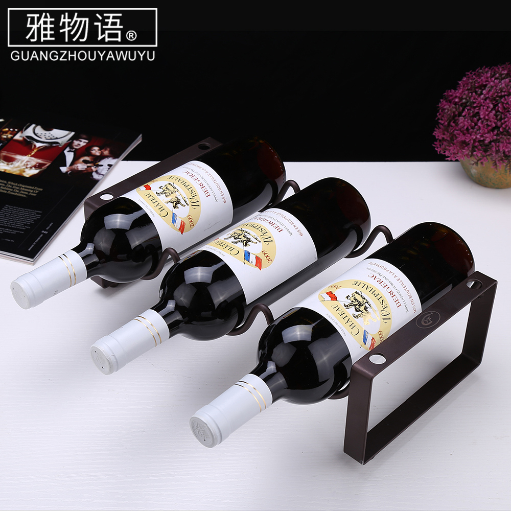 Jas monogatari flat iron piled up three bottles of red wine rack furnishing articles creative display bottle home European wine rack