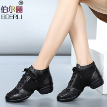 Beral Dancing Shoes Woman Real Leather Summer New Dancing Shoes Mesh Fabric Soft Bottom and Sailors Square Dancing Women Shoes