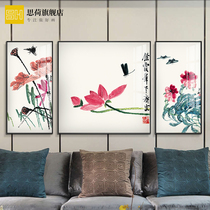 Living room triple painting sofa background wall painting triple recruitment fresco new Chinese-style Chinese-style painting Qi Shi Hexiaoxia