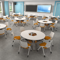Folding training table meeting table and chair combination simple modern small 6 people can spell round white conference room table