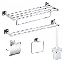 All-copper bathroom hardware pendant set Bathroom towel rack Bathroom bath towel rack Toilet double rod five-piece set