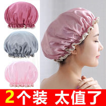 Bath cap Womens hair film Special waterproof and waterproof hair hat Fried Vegetables Thickened Adult Set South Korea Bath Woman Bath