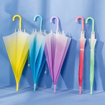 Creative semi-automatic folding umbrella men and women straight rod long handle transparent umbrella student cute children Korean version small fresh