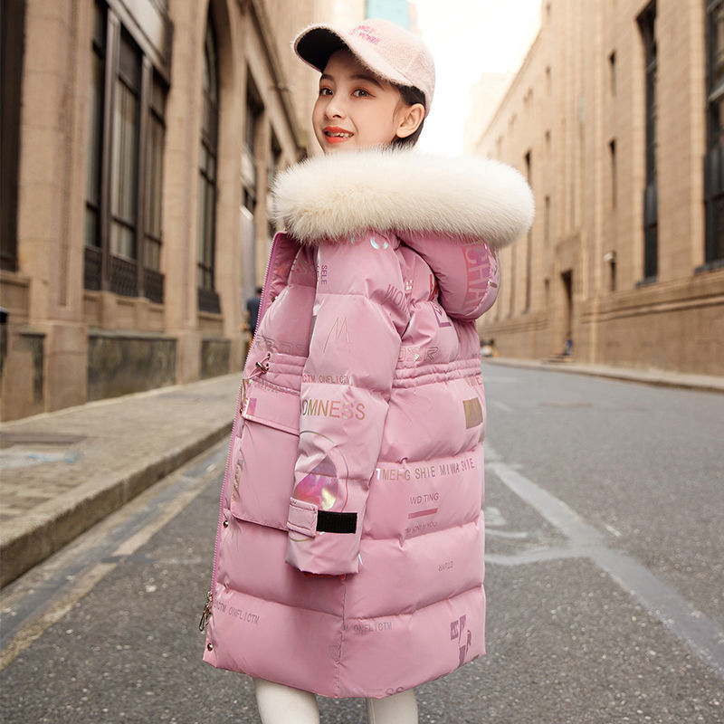 New CUHK Scout 2023 Girls free of washing cotton clothes warm medium Long Thickened Girl Foreign Air Children Coats-Taobao